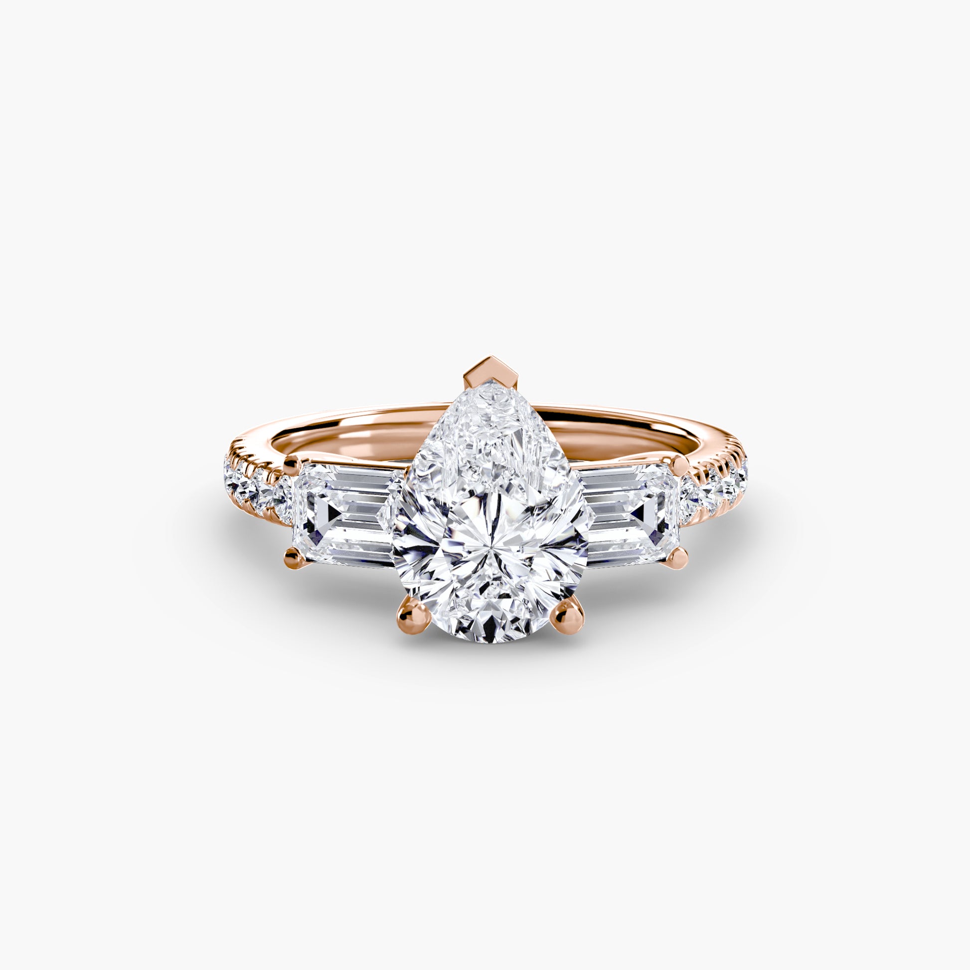 Three – Stone Ring with Pavé Band 4