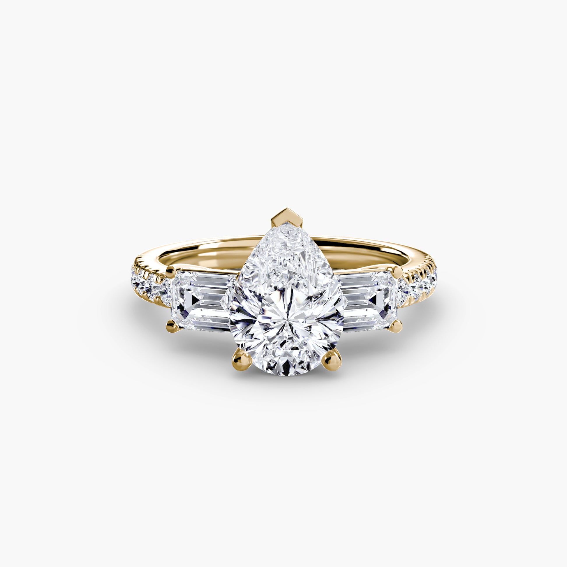 Three – Stone Ring with Pavé Band 4