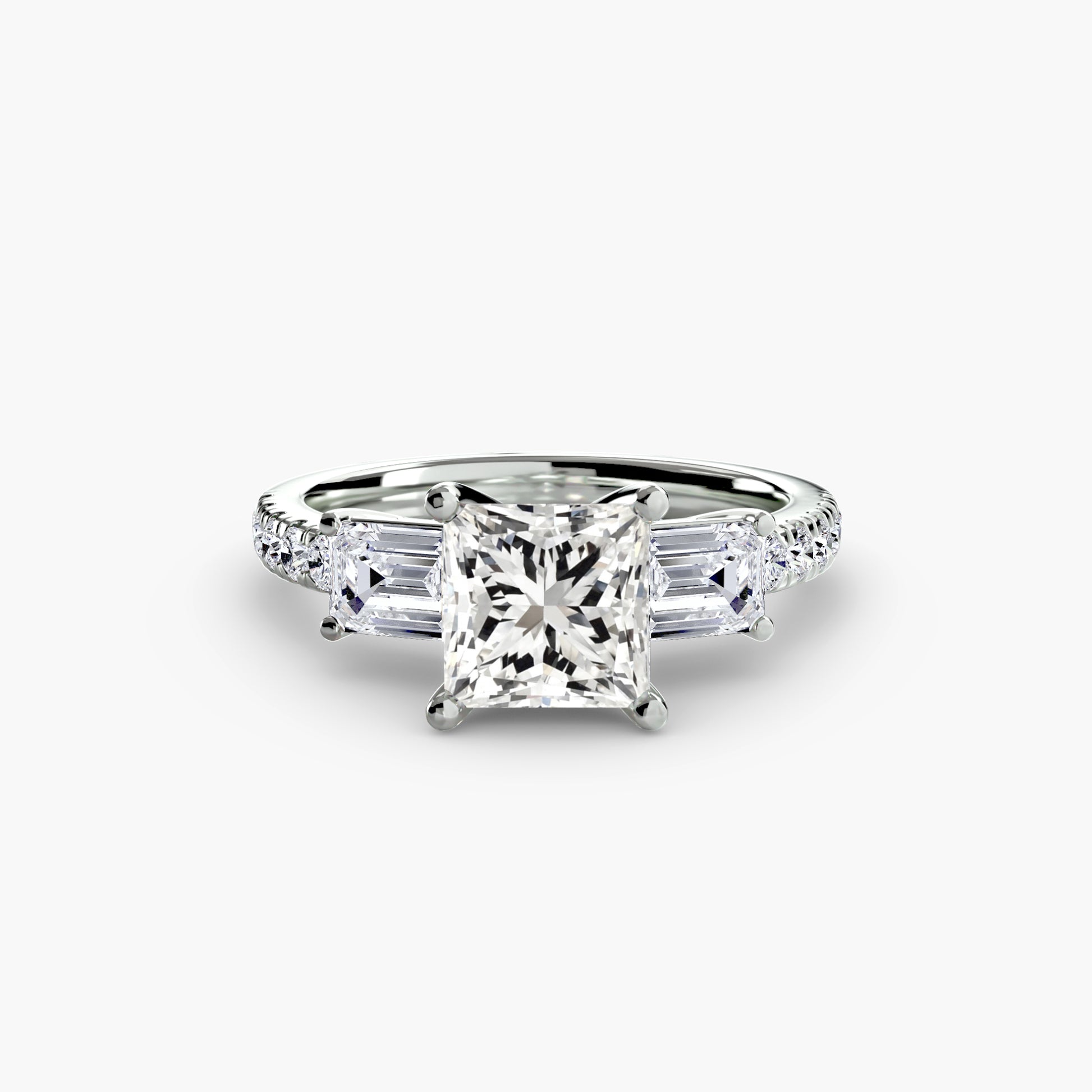 Three – Stone Ring with Pavé Band 4
