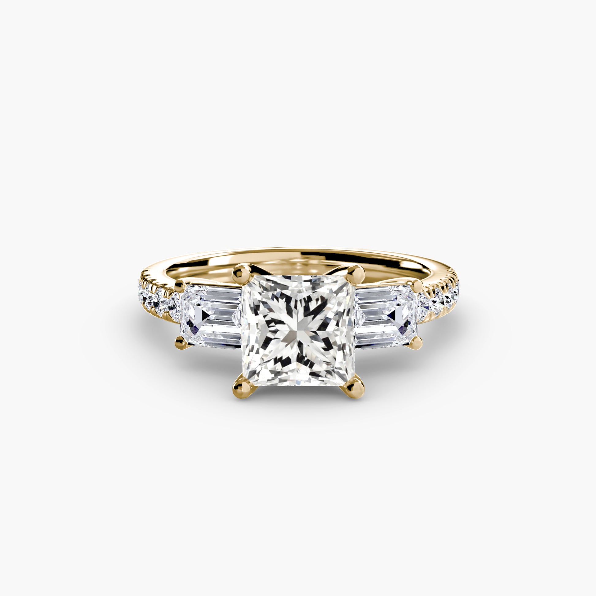 Three – Stone Ring with Pavé Band 4