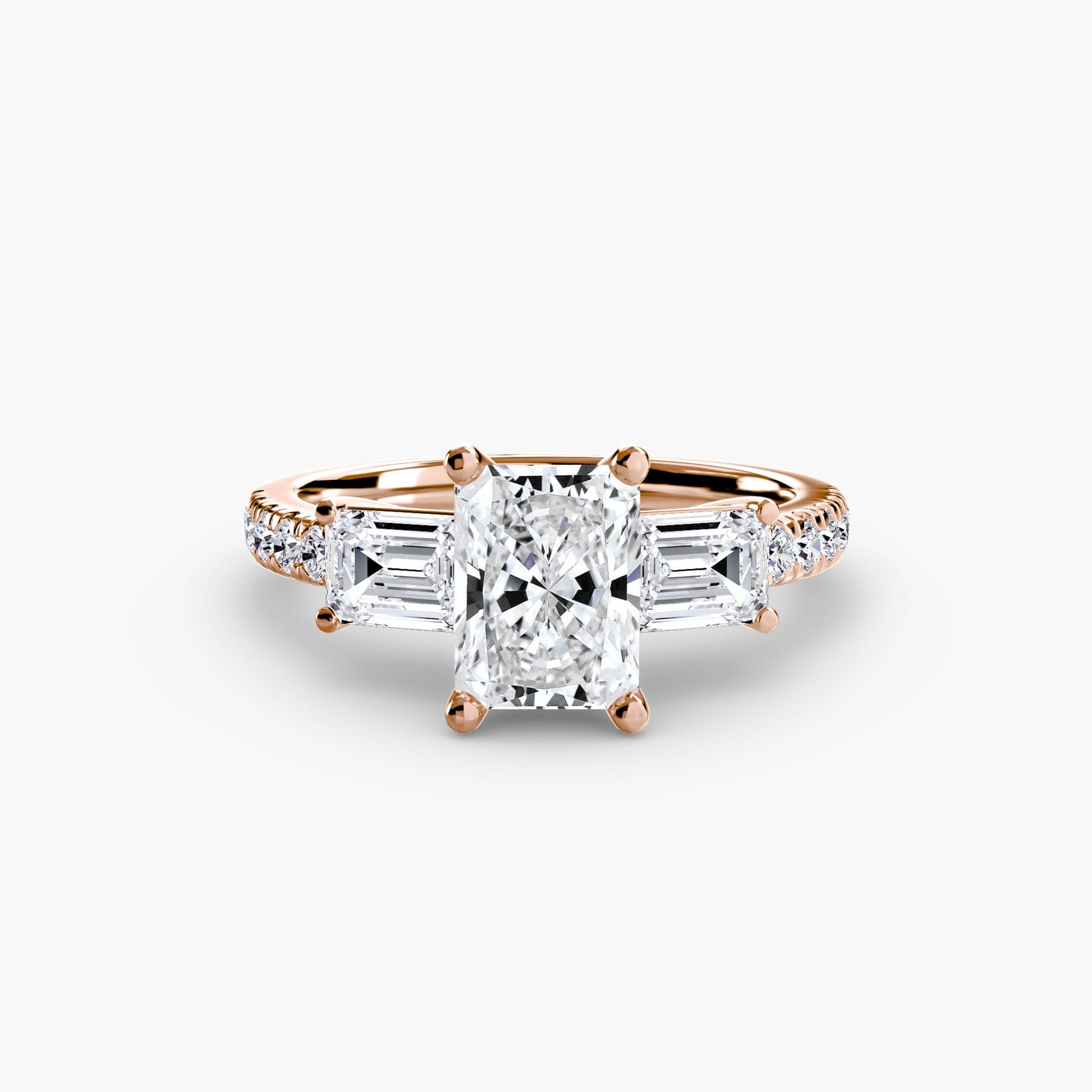 Three – Stone Ring with Pavé Band 4