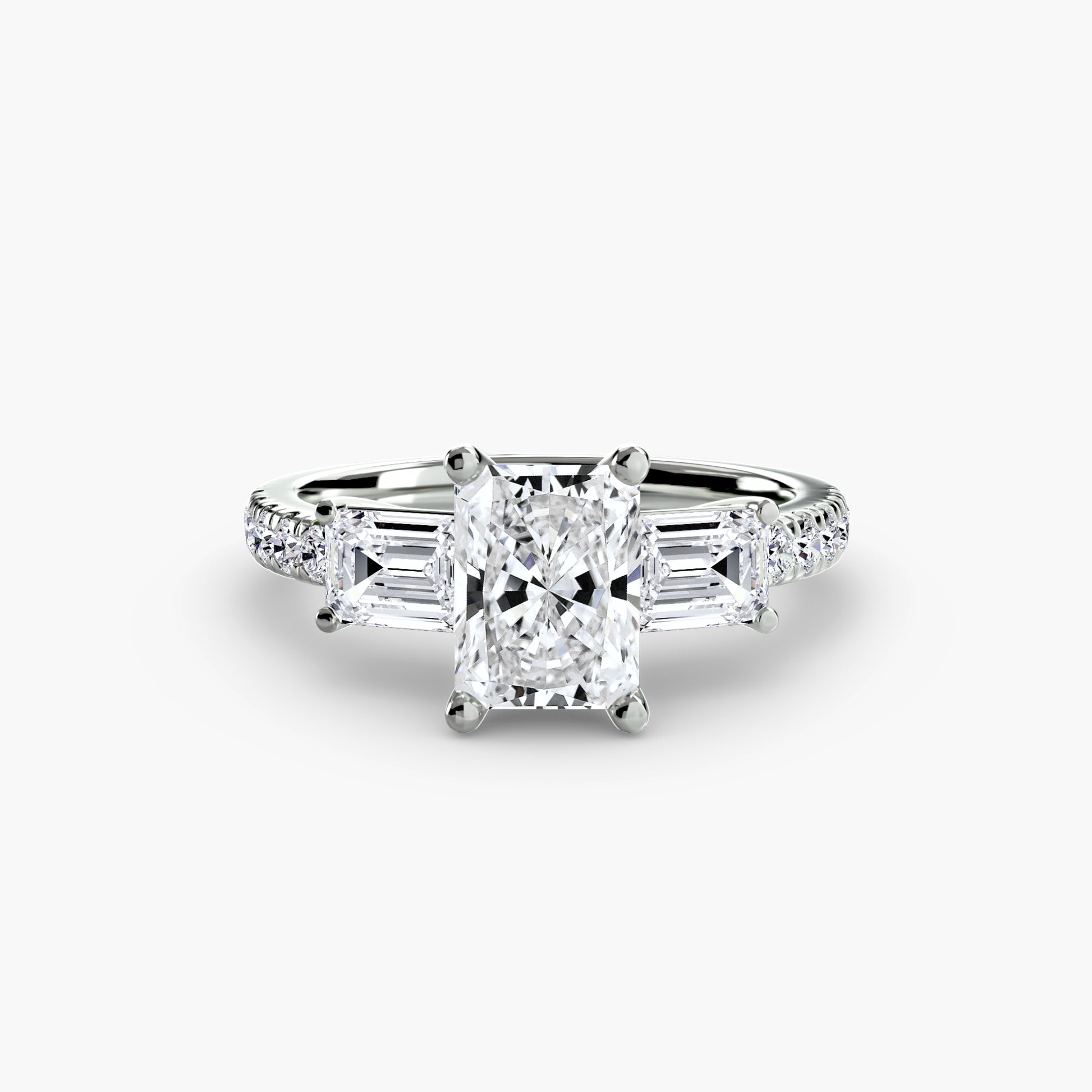 Three – Stone Ring with Pavé Band 4