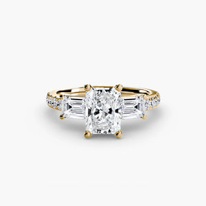 Three – Stone Ring with Pavé Band 4