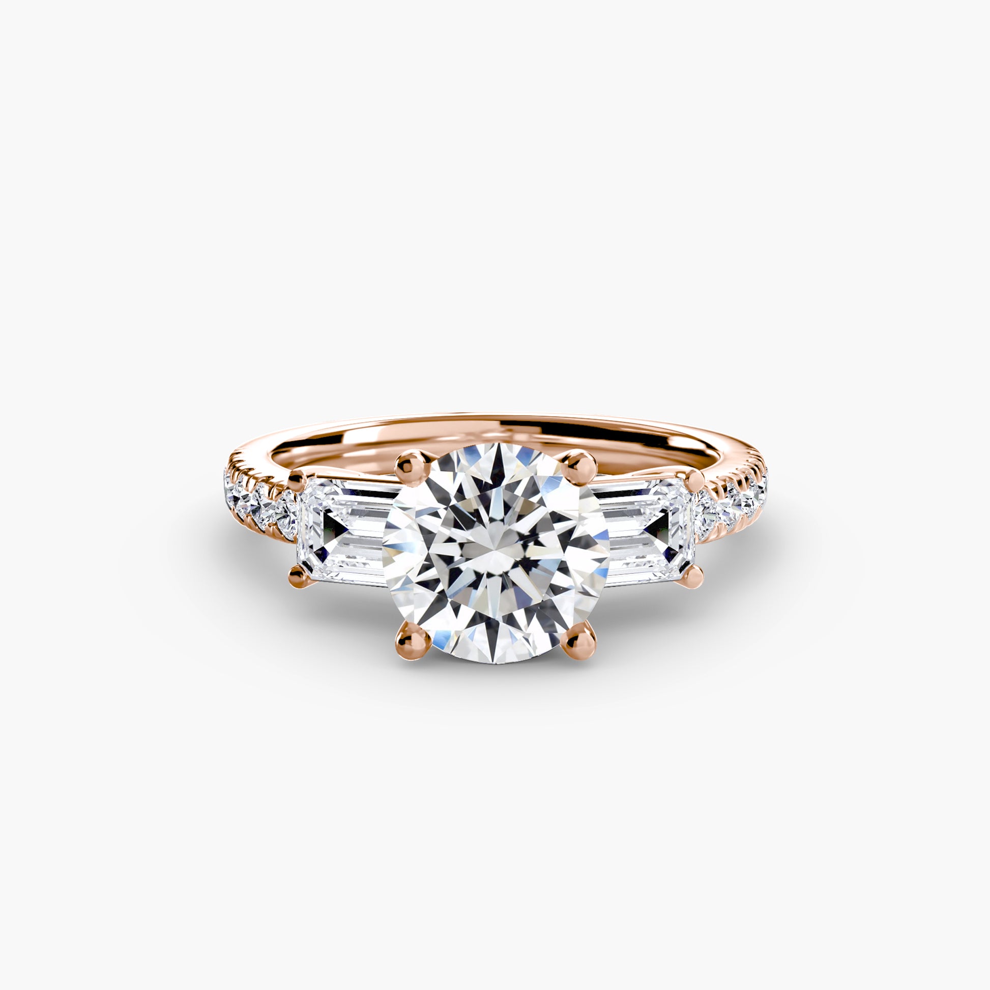 Three – Stone Ring with Pavé Band 4
