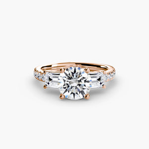 Three – Stone Ring with Pavé Band 4