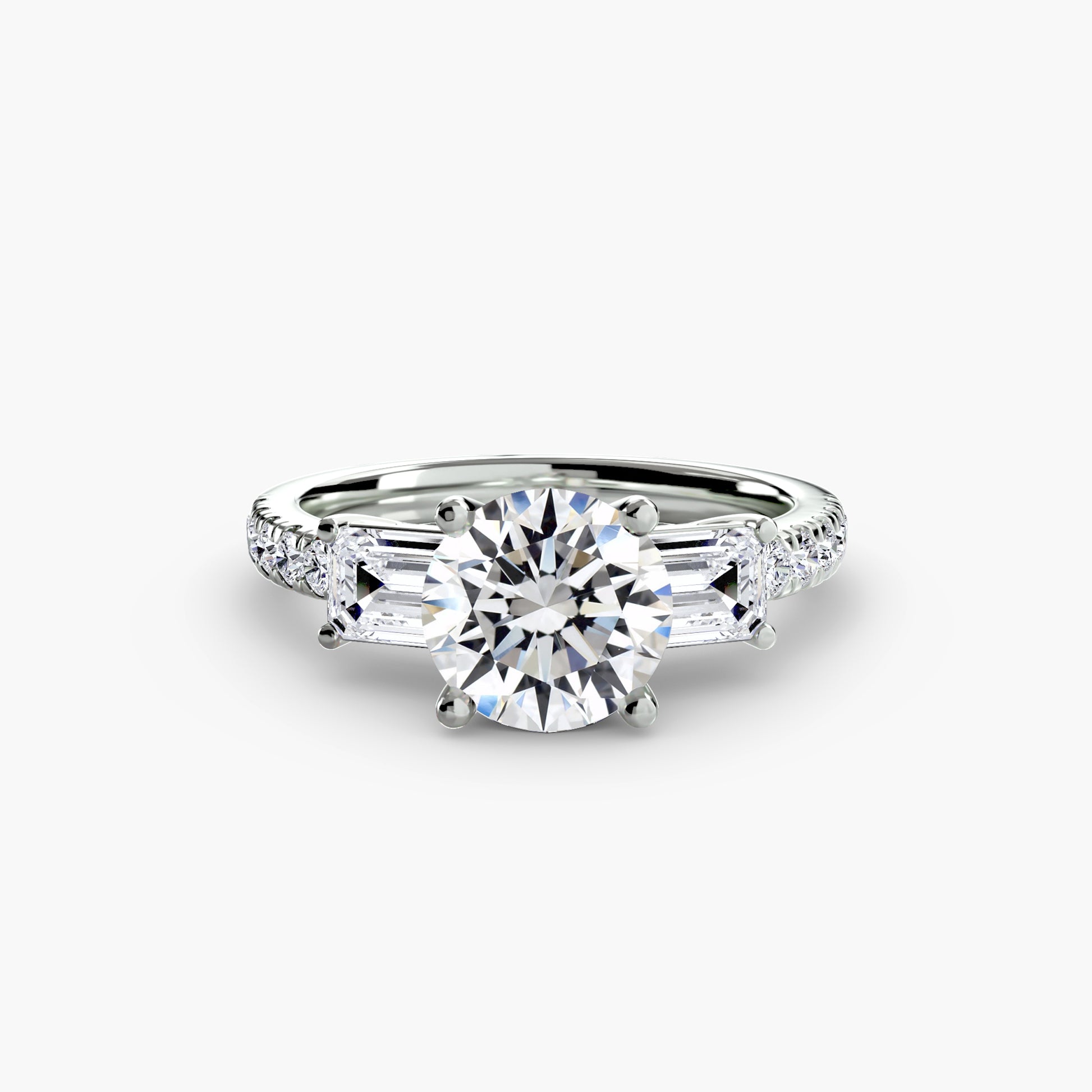 Three – Stone Ring with Pavé Band 4
