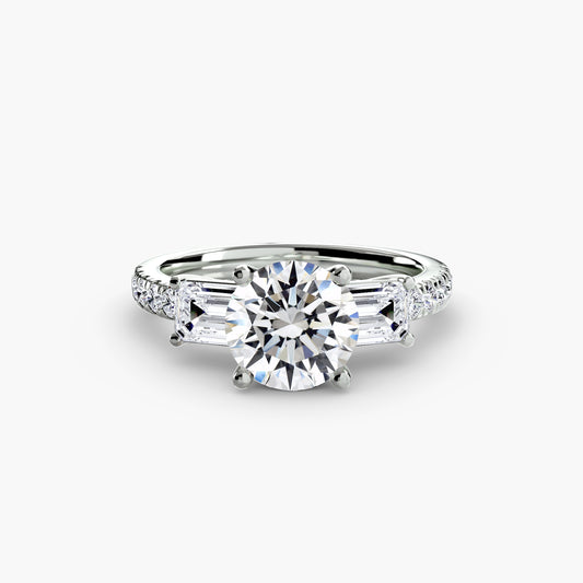 Three – Stone Ring with Pavé Band 4