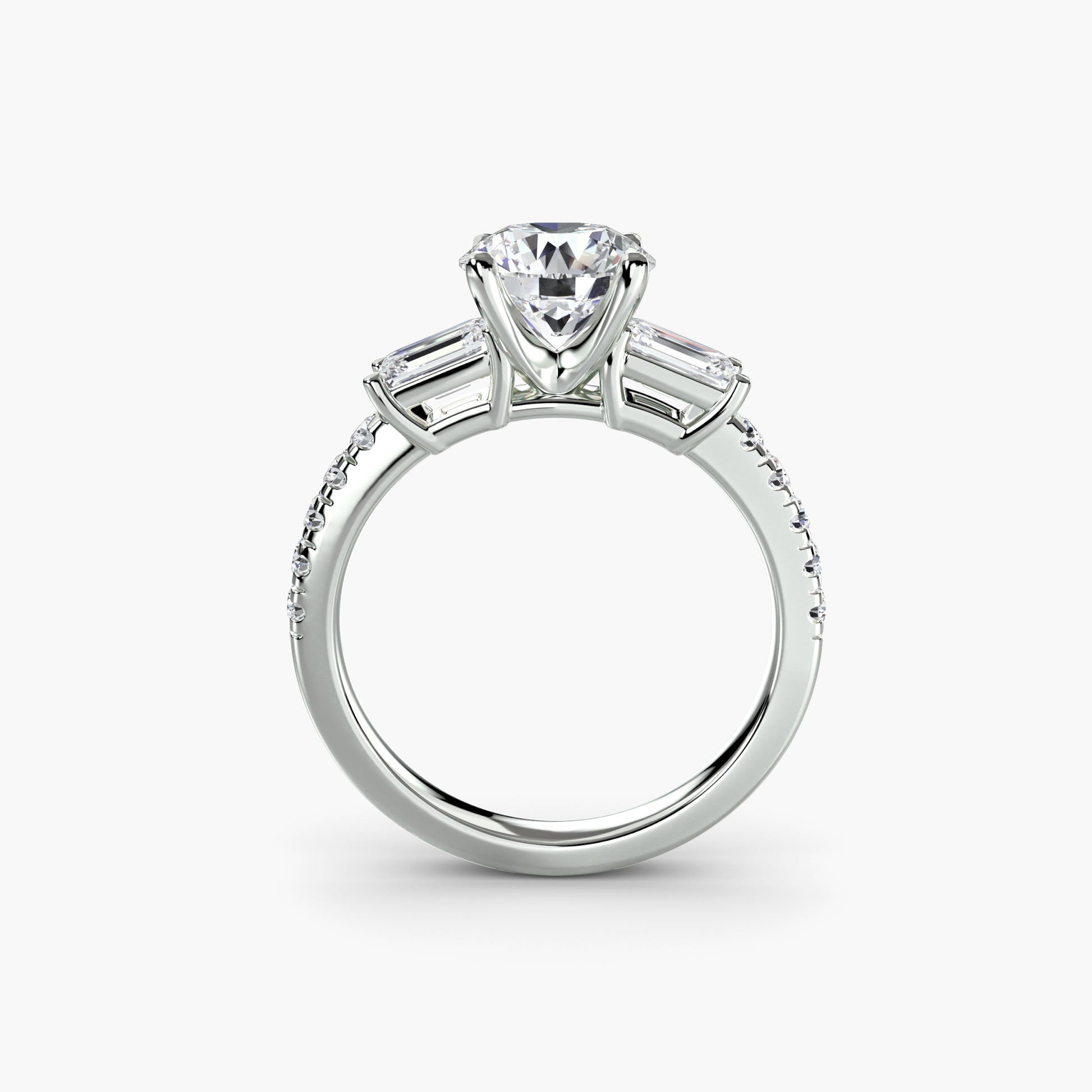 Three – Stone Ring with Pavé Band 4