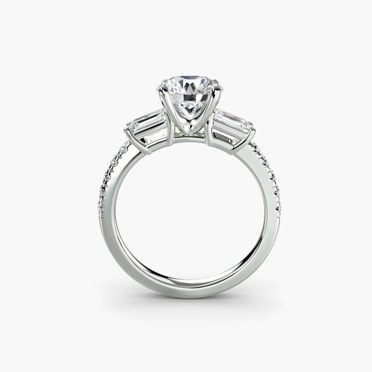 Three – Stone Ring with Pavé Band 4