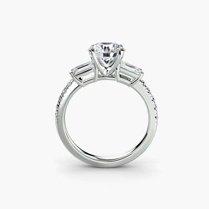 Three – Stone Ring with Pavé Band 4
