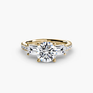 Three – Stone Ring with Pavé Band 4