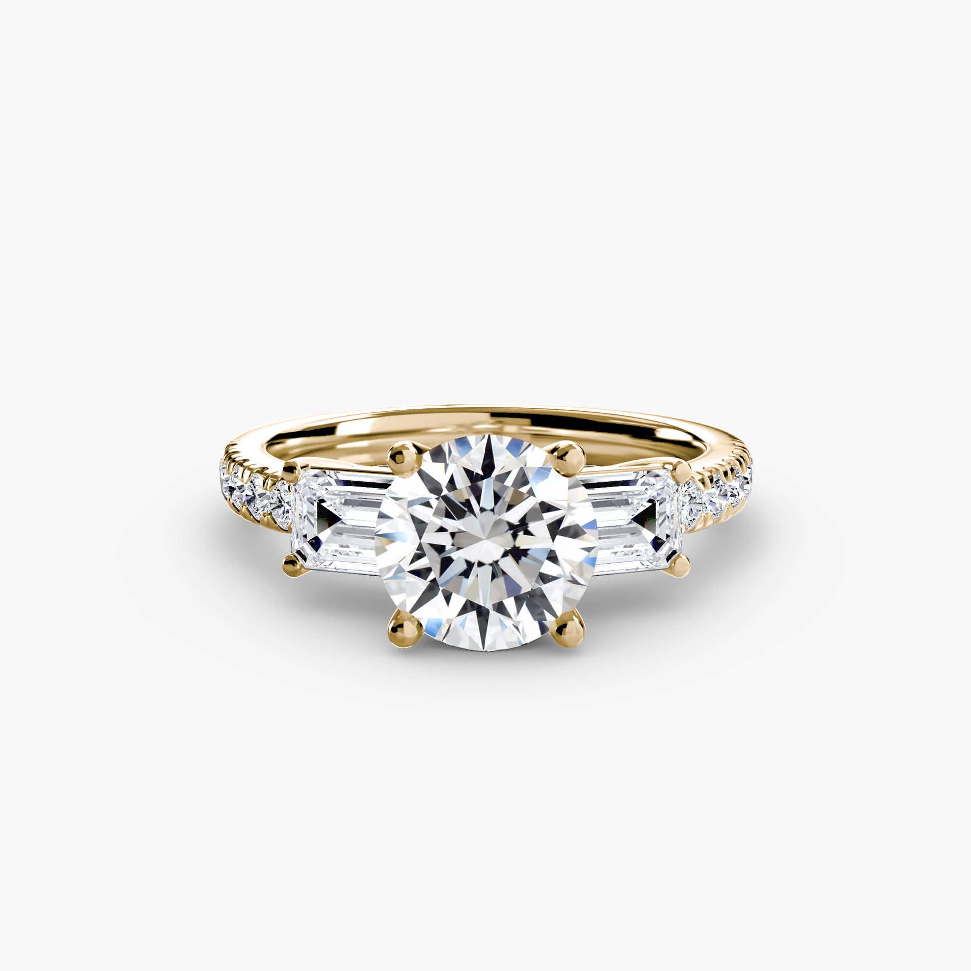 Three – Stone Ring with Pavé Band 4