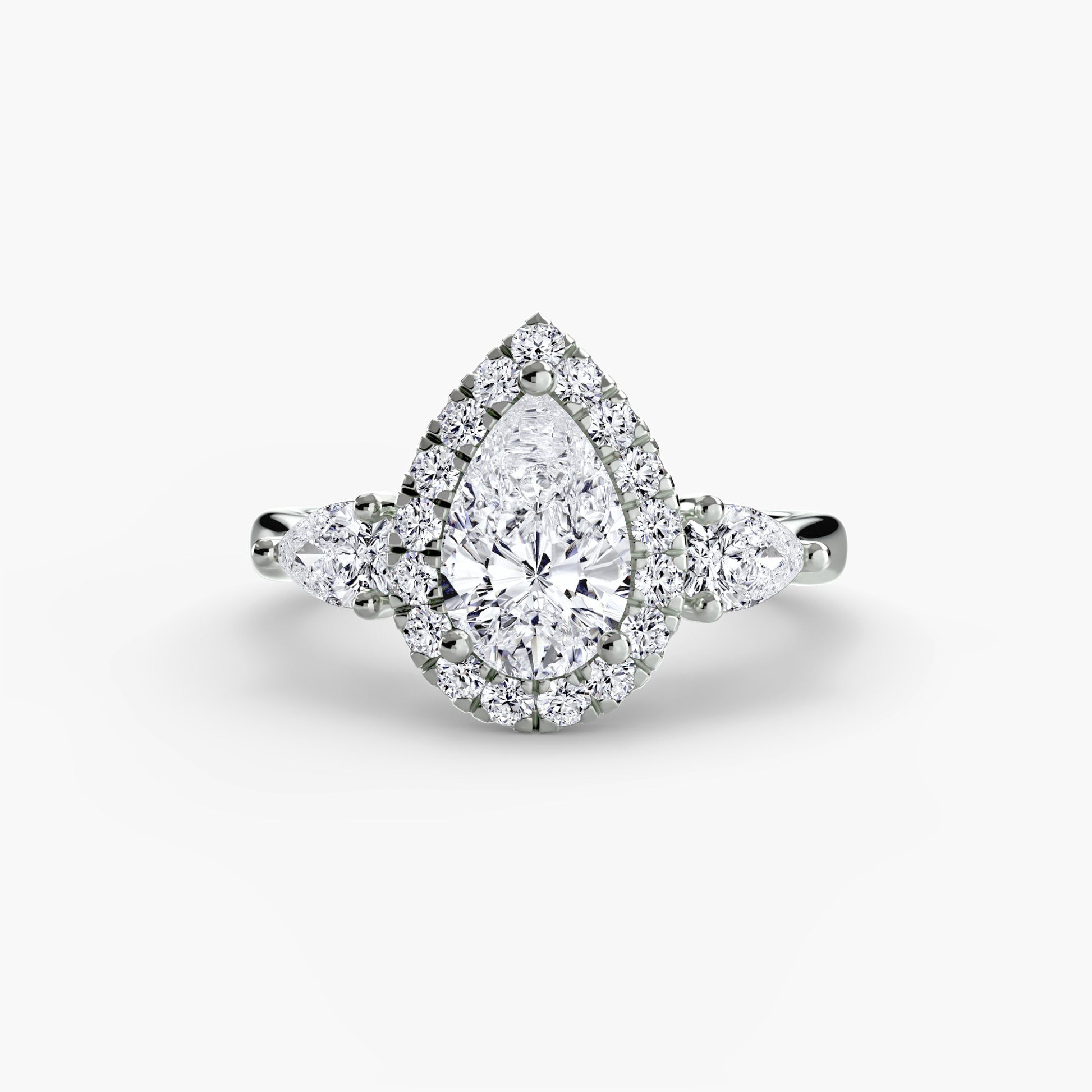 Three – Stone Ring with Halo