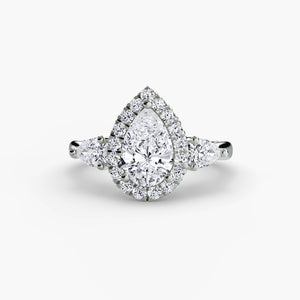 Three – Stone Ring with Halo