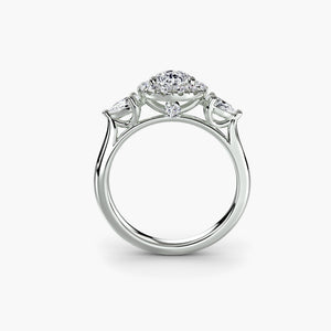 Three – Stone Ring with Halo
