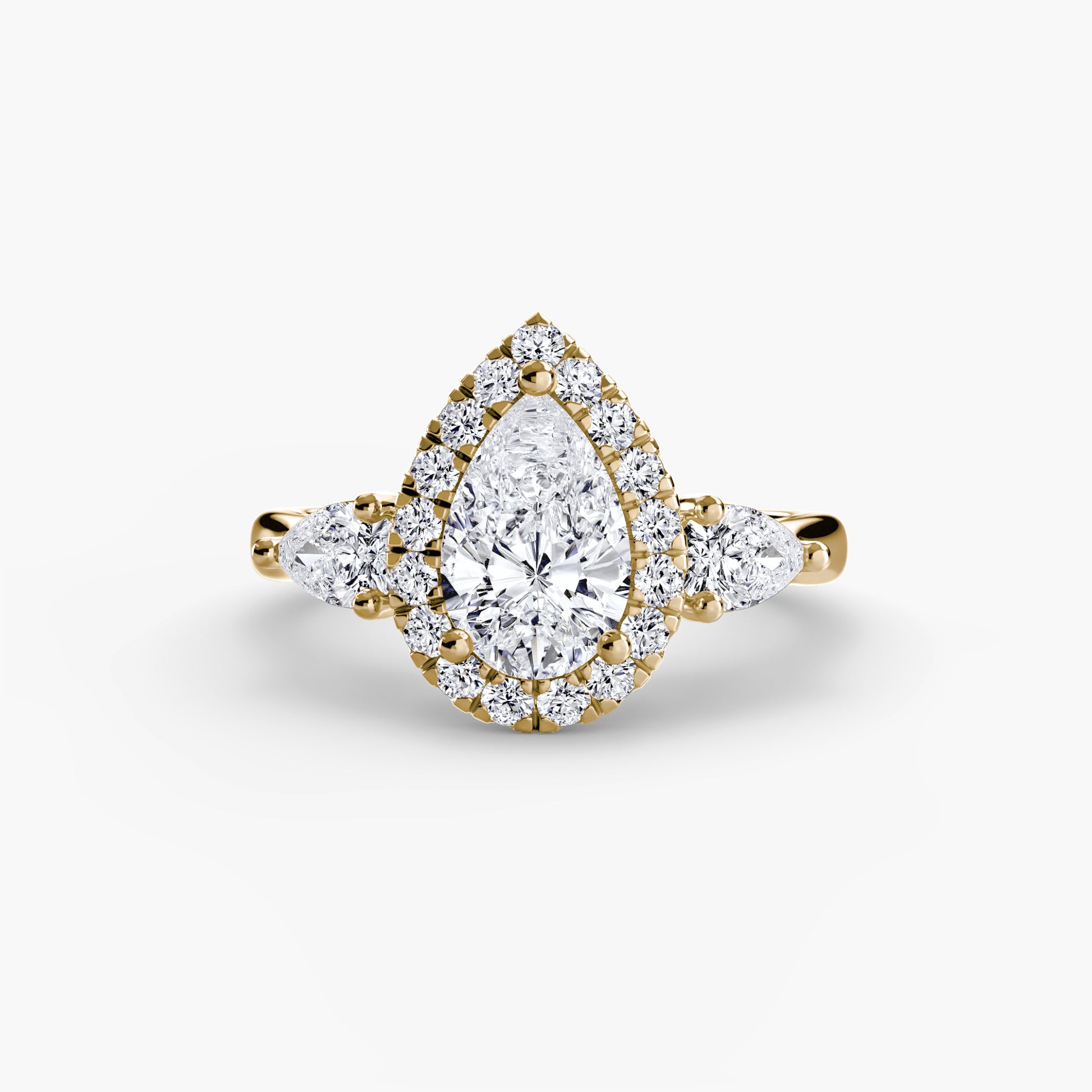 Three – Stone Ring with Halo