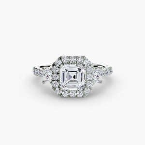Three – Stone Ring with Halo 2