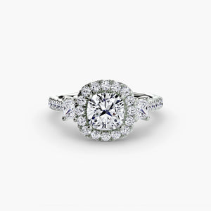 Three – Stone Ring with Halo 2