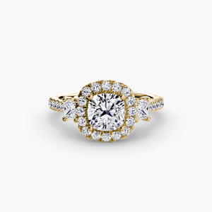 Three – Stone Ring with Halo 2