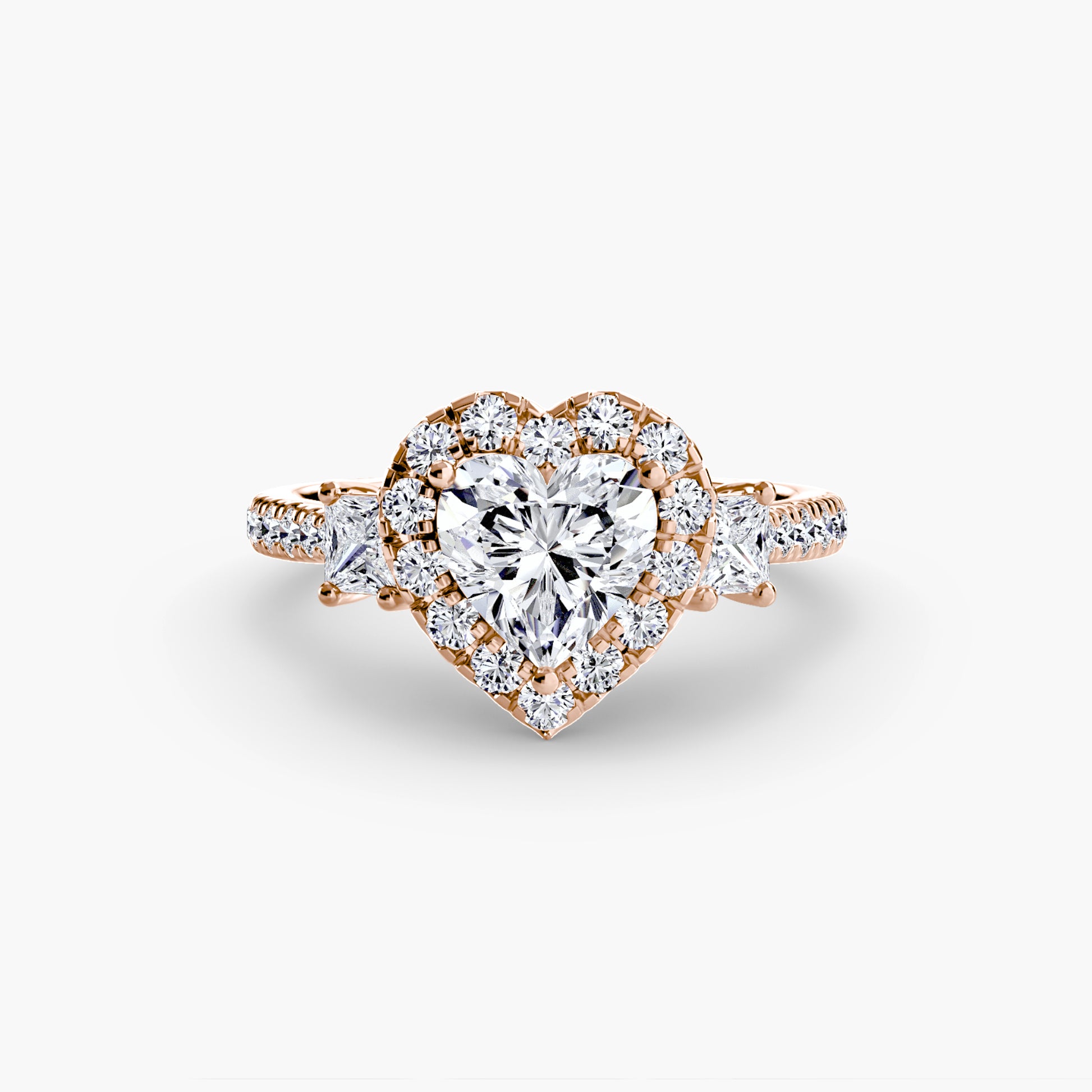 Three – Stone Ring with Halo 2