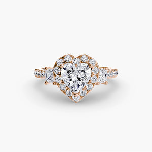 Three – Stone Ring with Halo 2