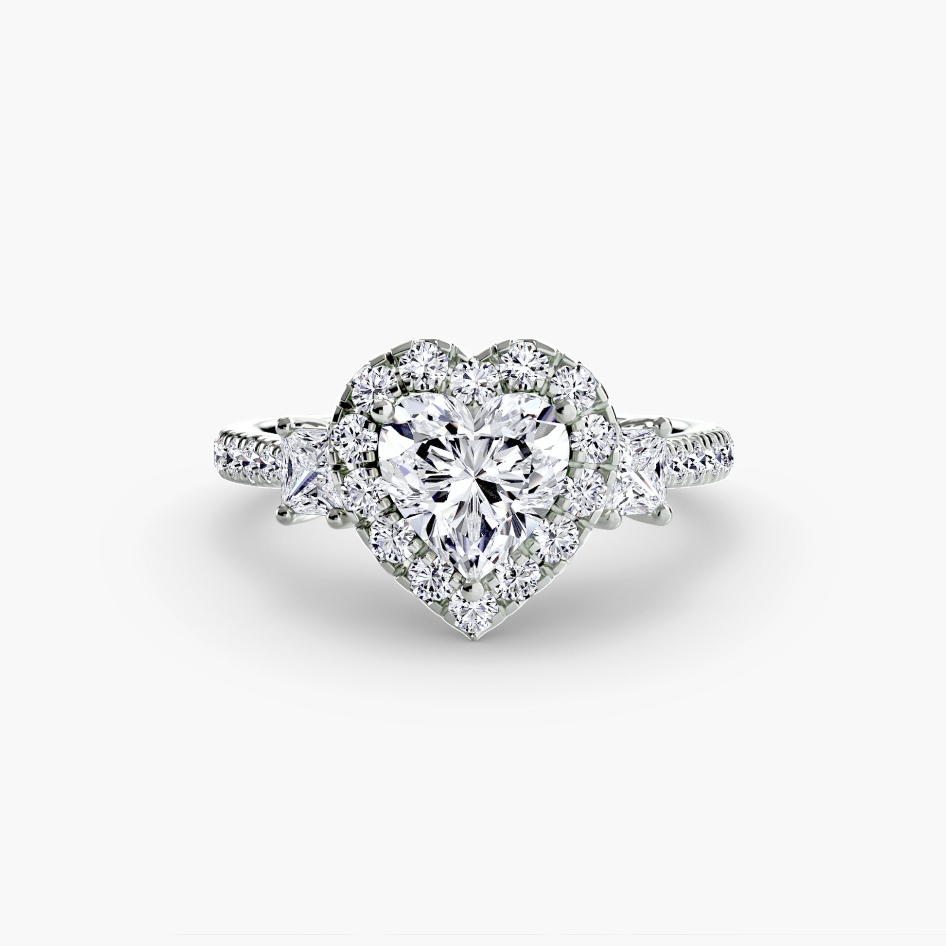 Three – Stone Ring with Halo 2