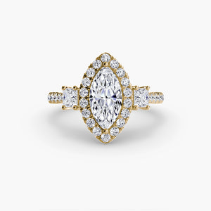 Three – Stone Ring with Halo 2