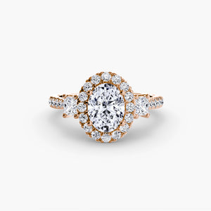 Three – Stone Ring with Halo 2