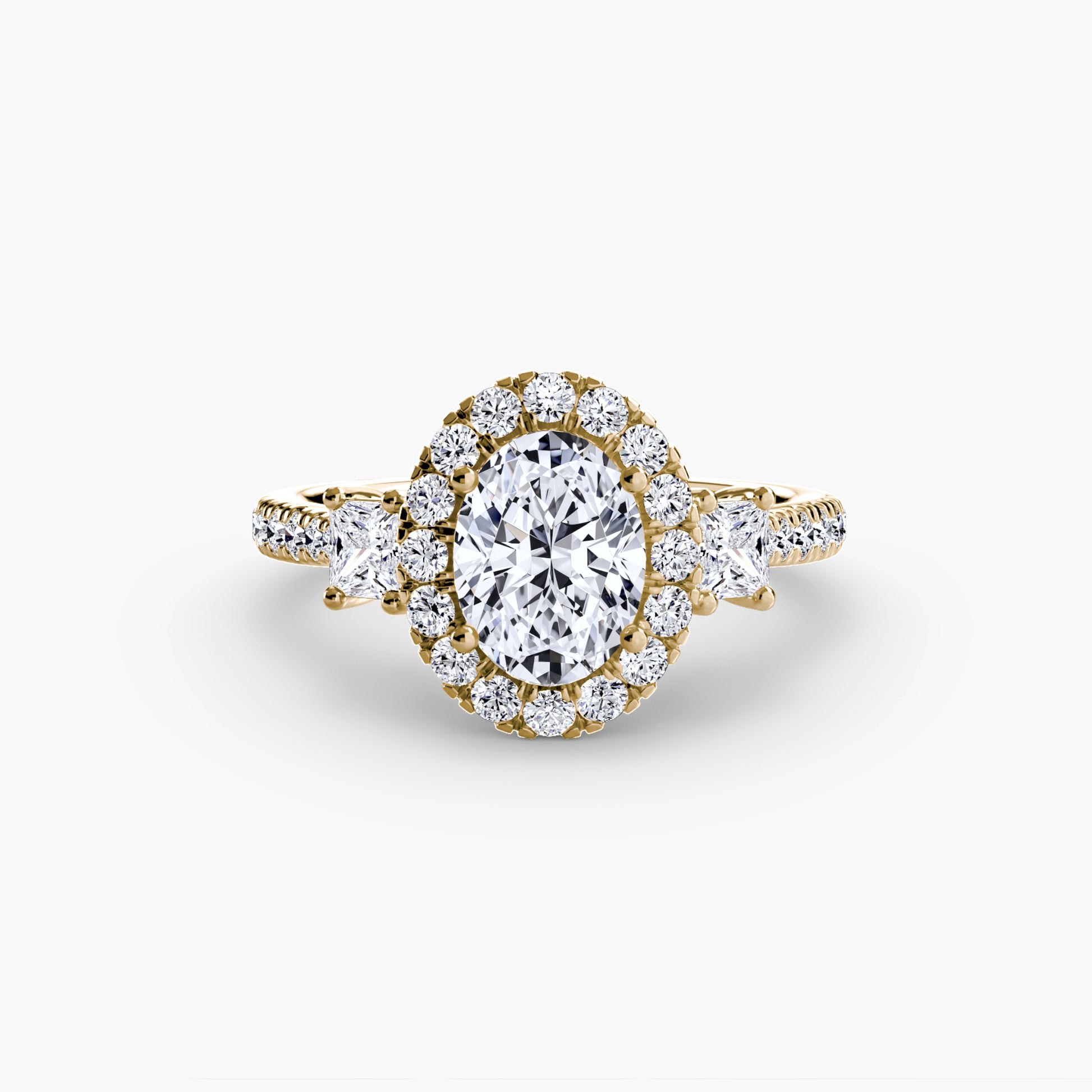 Three – Stone Ring with Halo 2