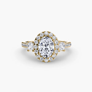 Three – Stone Ring with Halo 2