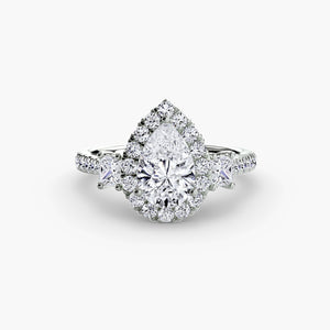 Three – Stone Ring with Halo 2