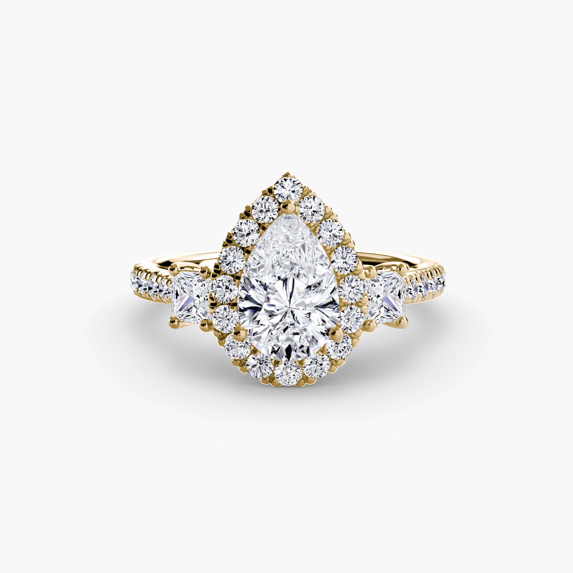Three – Stone Ring with Halo 2
