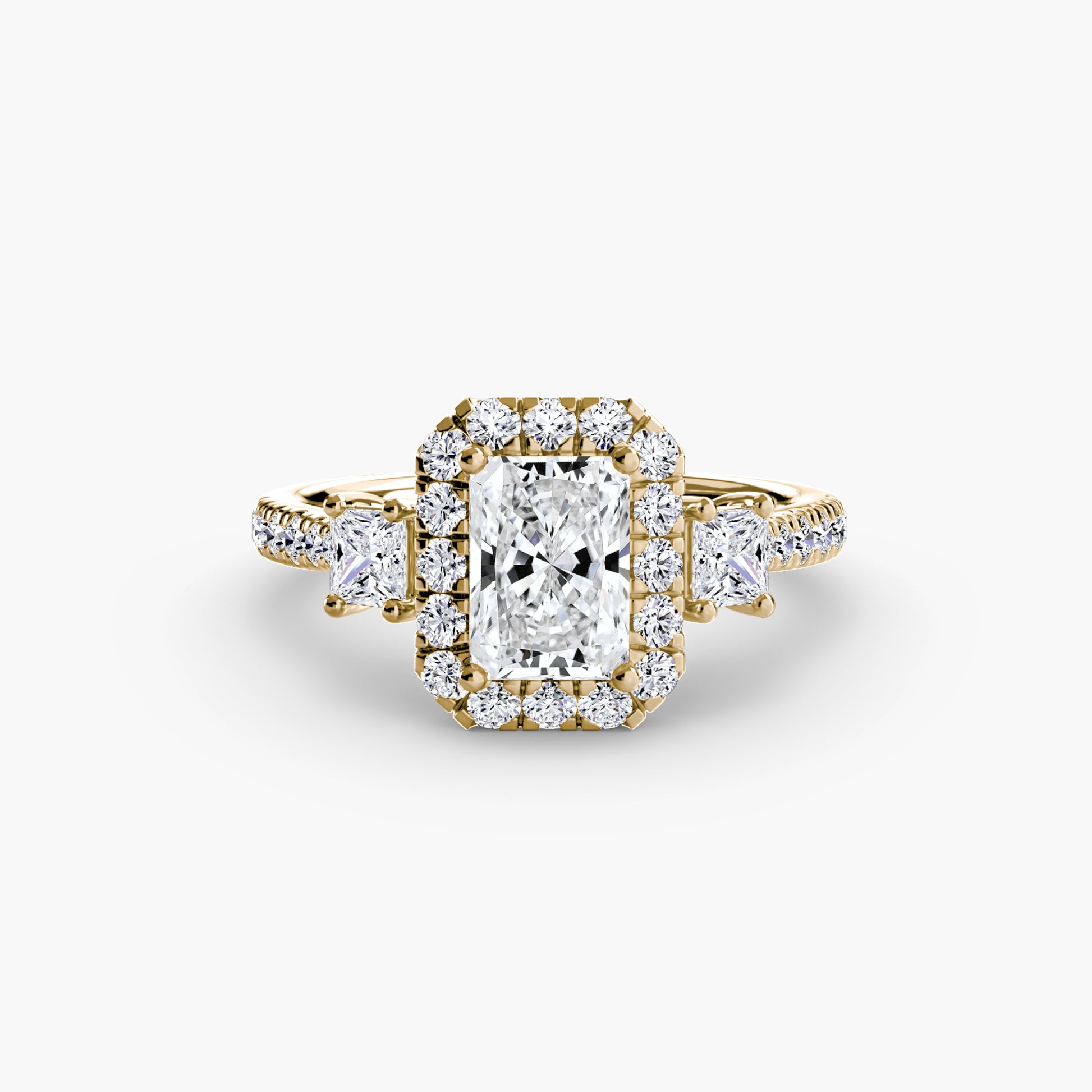 Three – Stone Ring with Halo 2