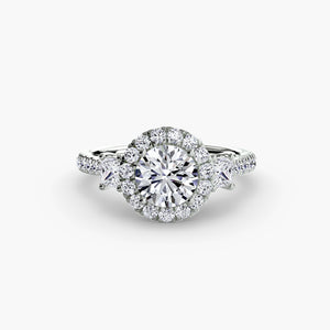 Three – Stone Ring with Halo 2