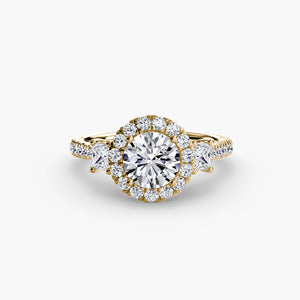 Three – Stone Ring with Halo 2