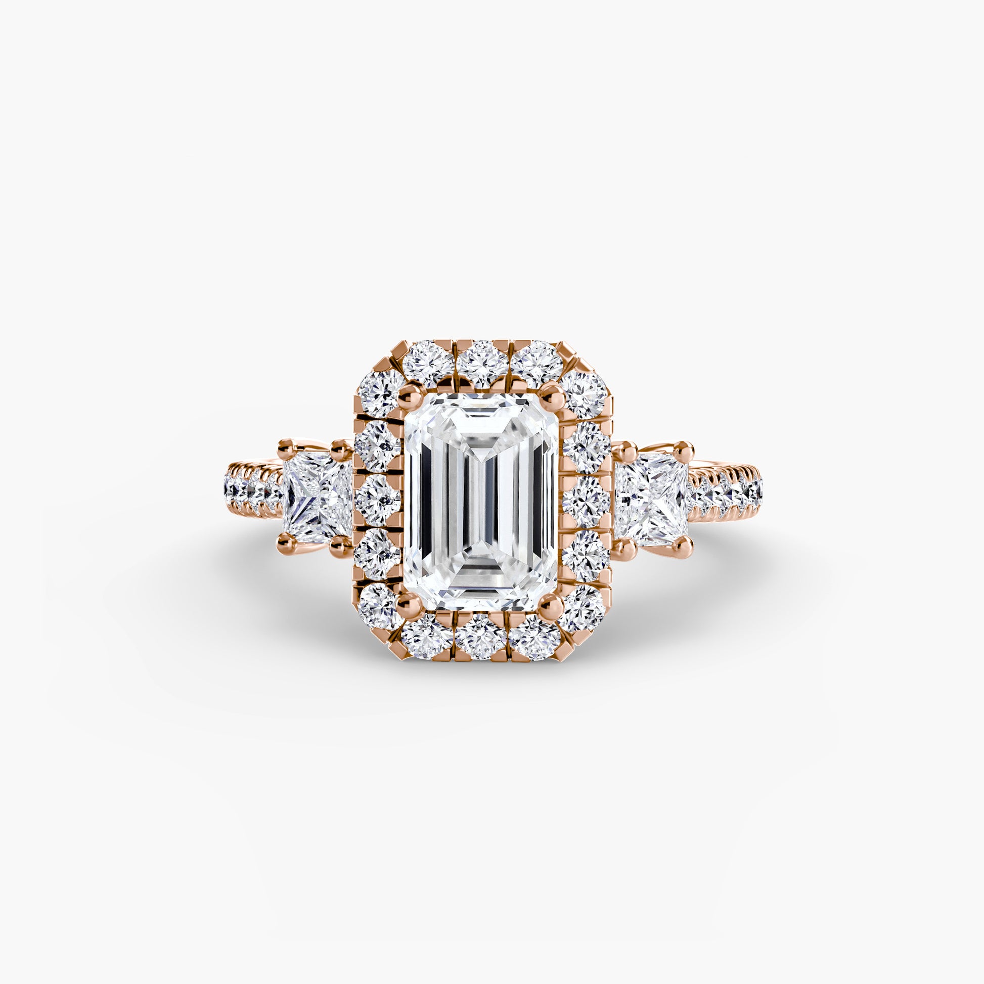Three – Stone Ring with Halo 2