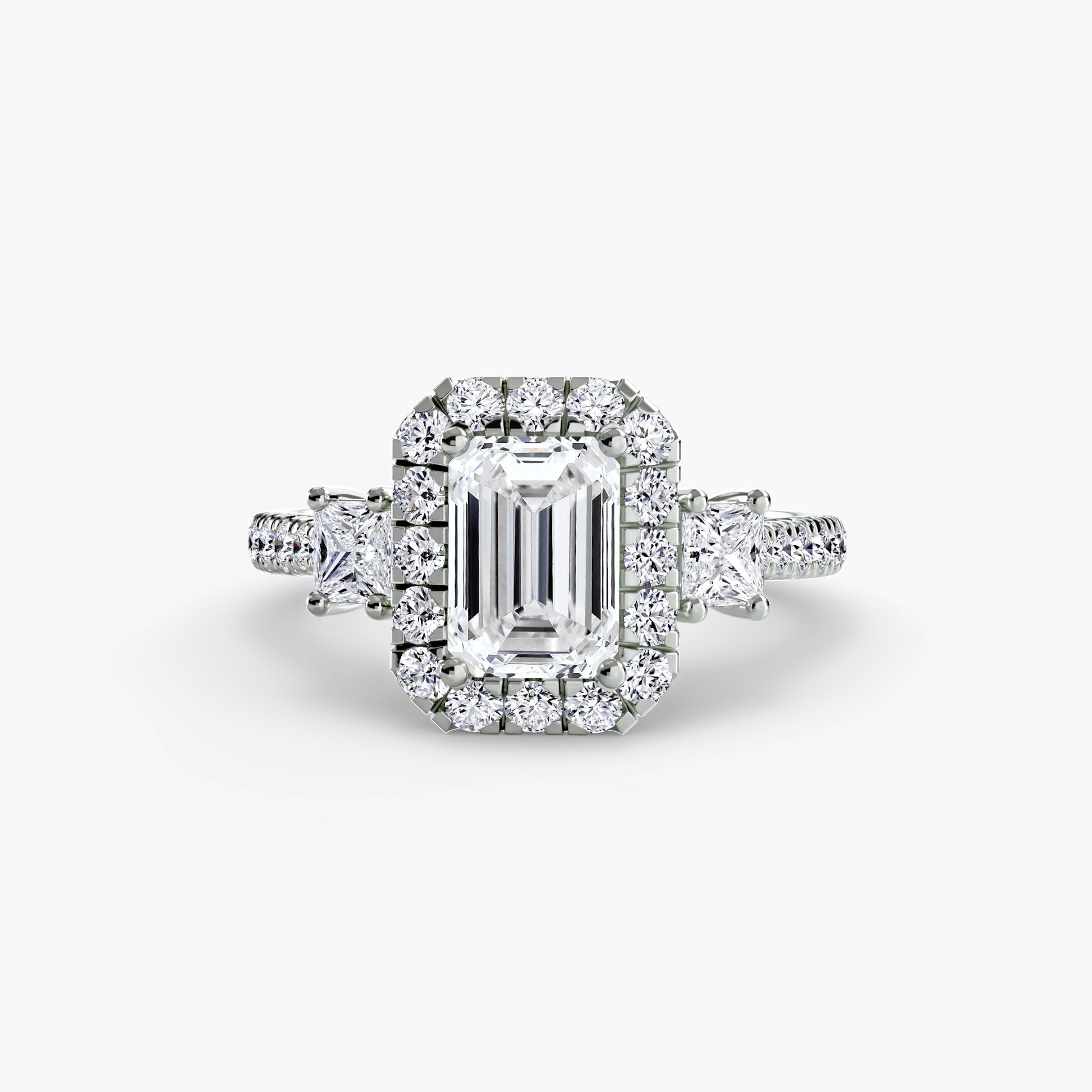 Three – Stone Ring with Halo 2