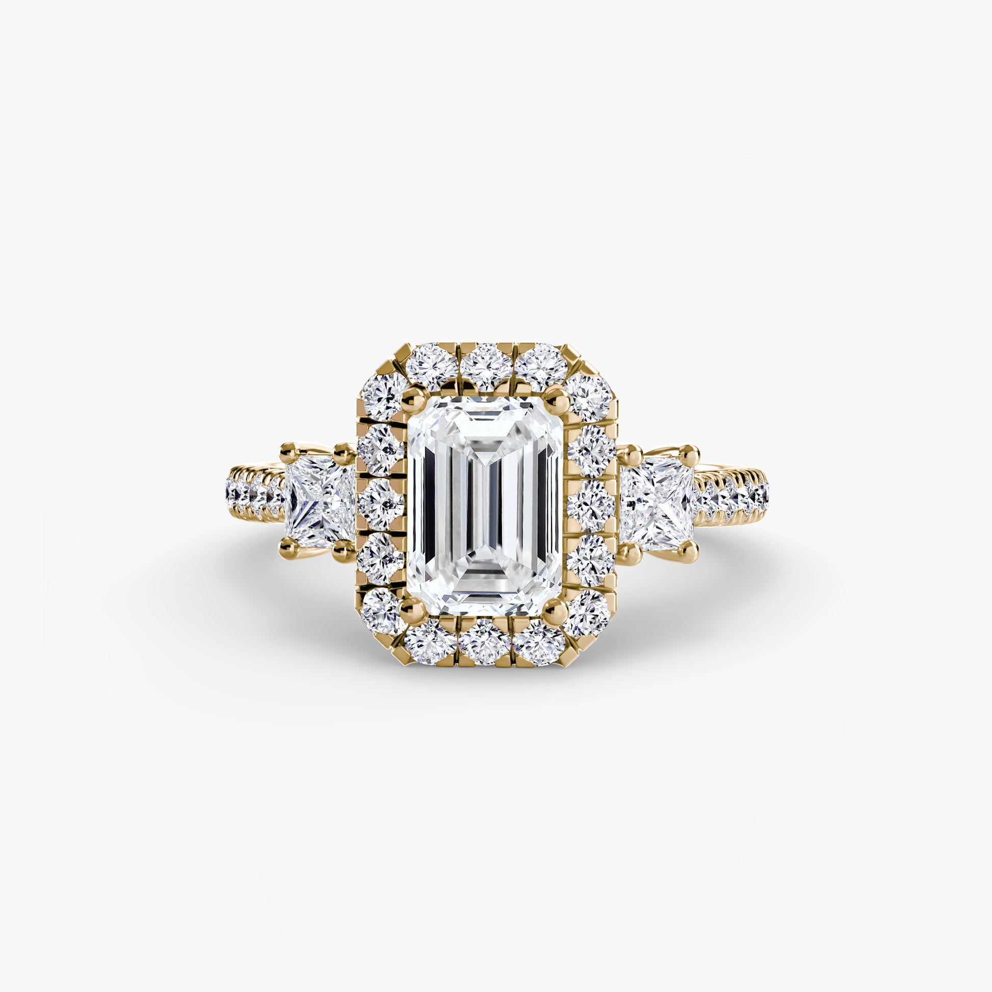 Three – Stone Ring with Halo 2