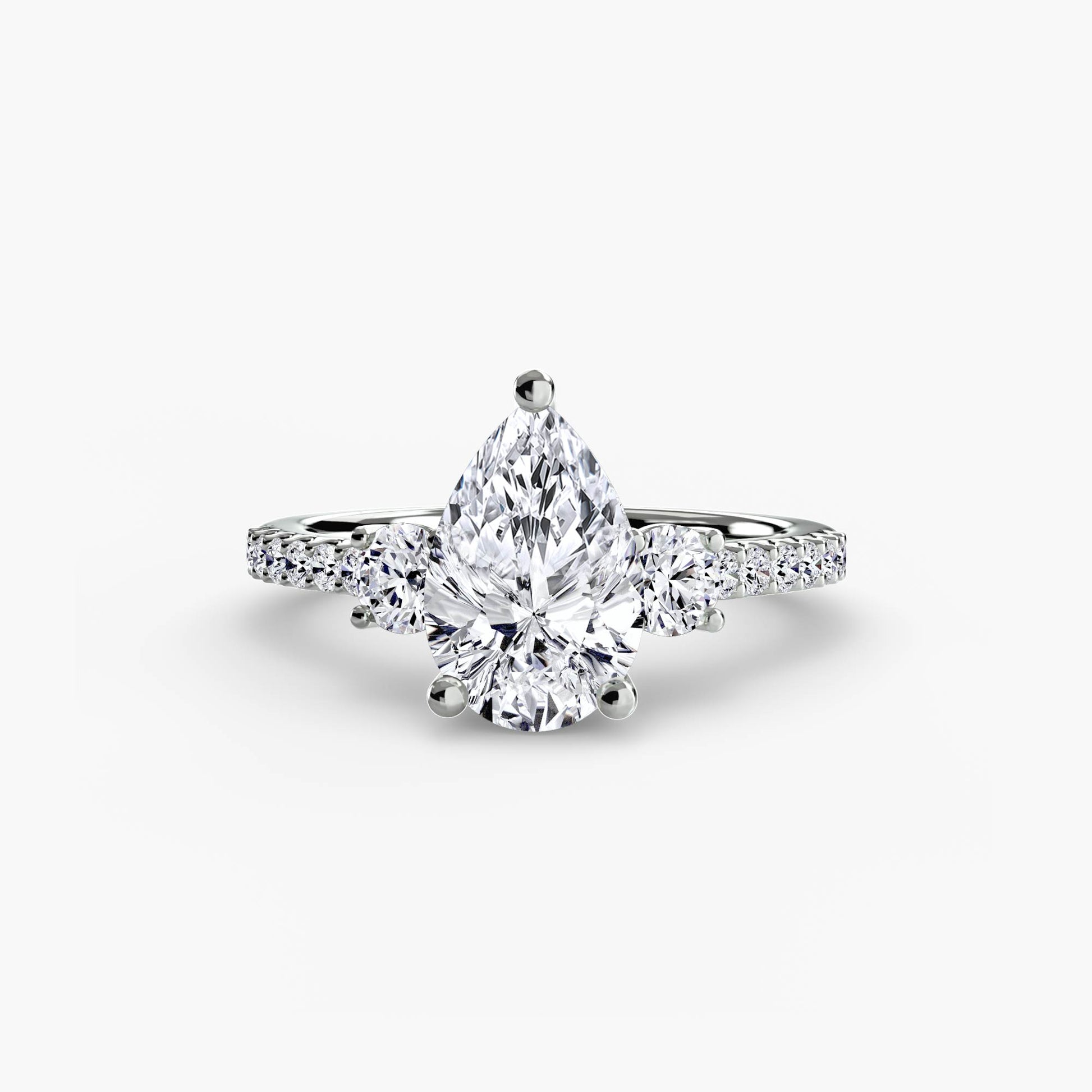 Three – Stone Ring with Pavé Band 5