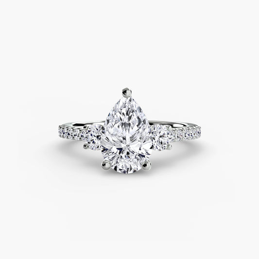 Three – Stone Ring with Pavé Band 5