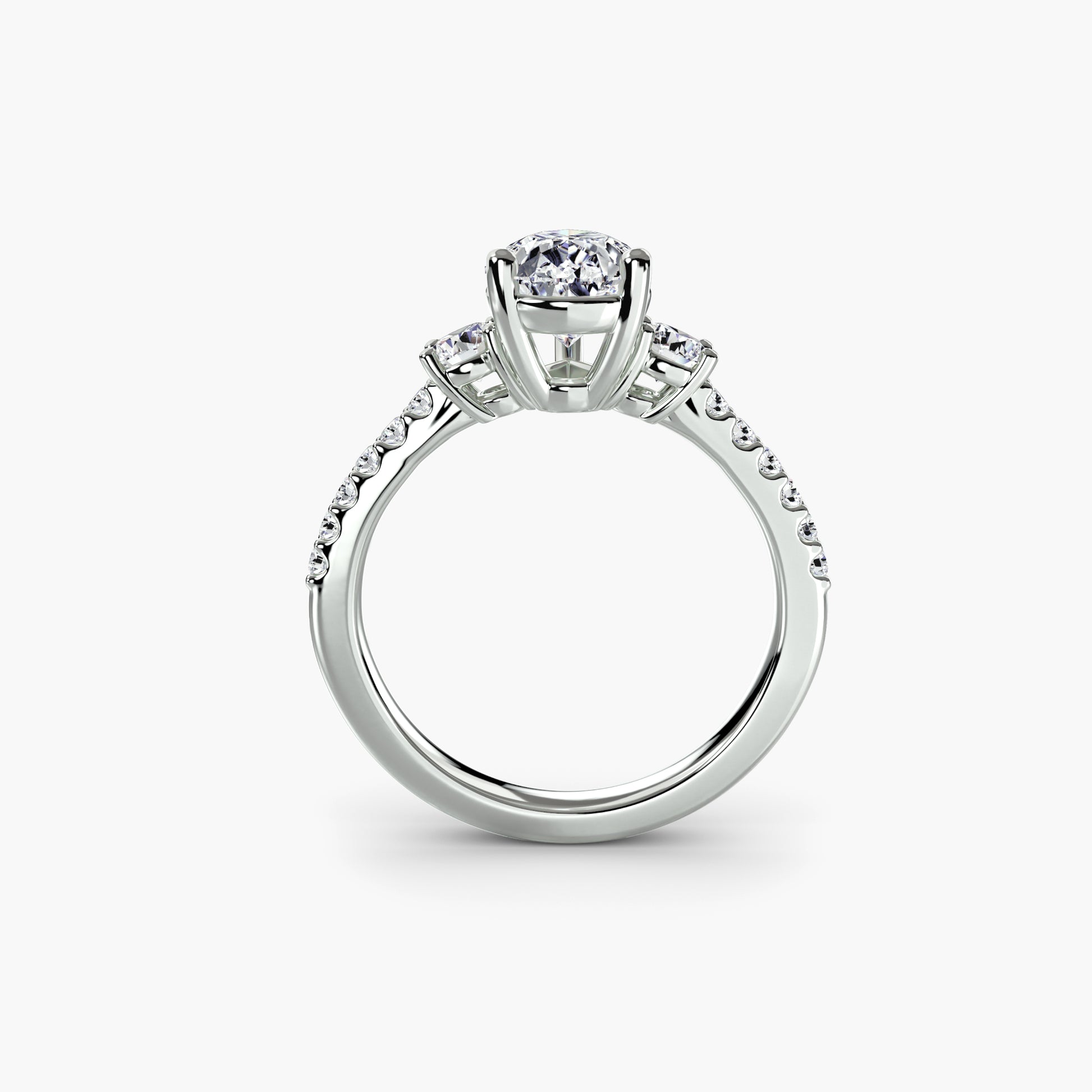 Three – Stone Ring with Pavé Band 5