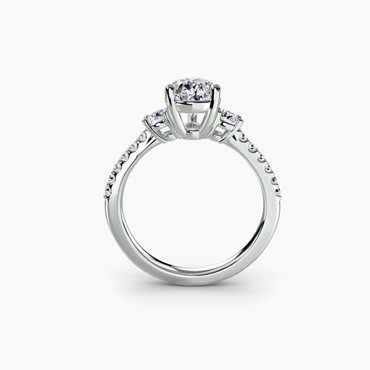 Three – Stone Ring with Pavé Band 5