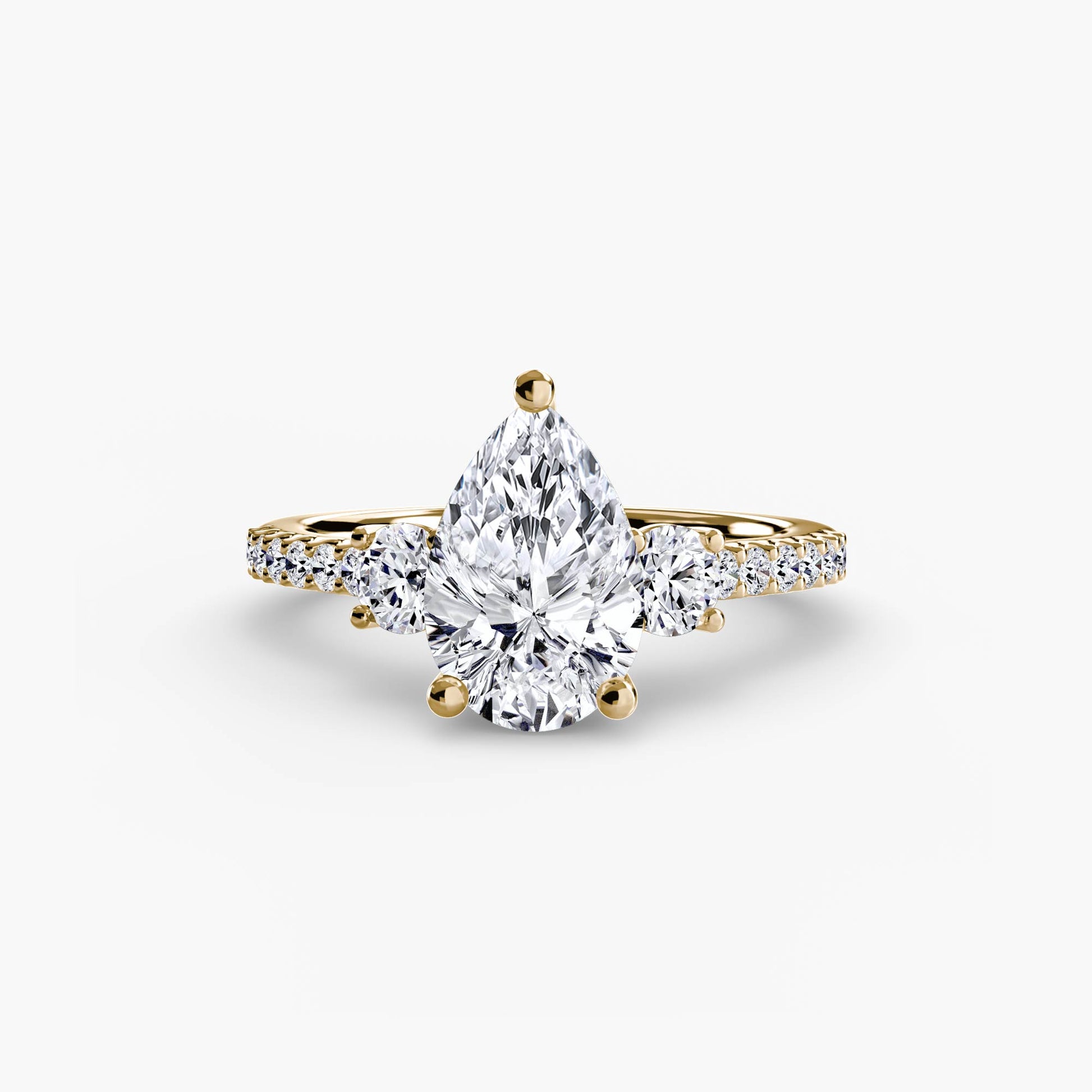 Three – Stone Ring with Pavé Band 5