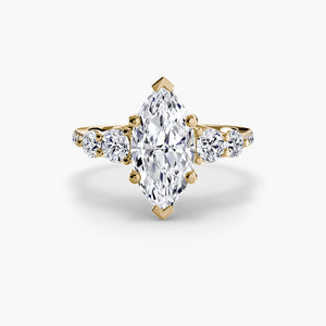 Five Stone Ring with Pavé Band