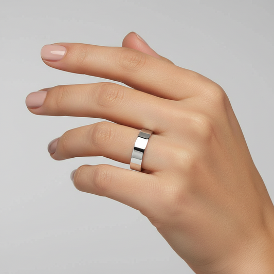 925 Sterling Silver Plain Wedding Band Flat Ring