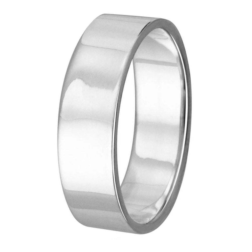 925 Sterling Silver Plain Wedding Band Flat Ring