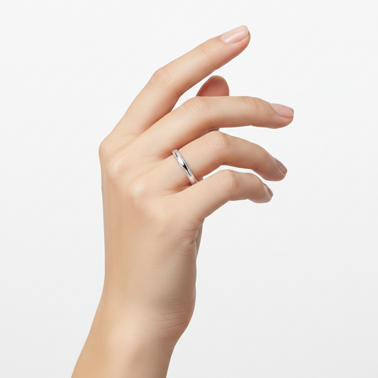 925 Sterling Silver High Polished Bordered Band Ring