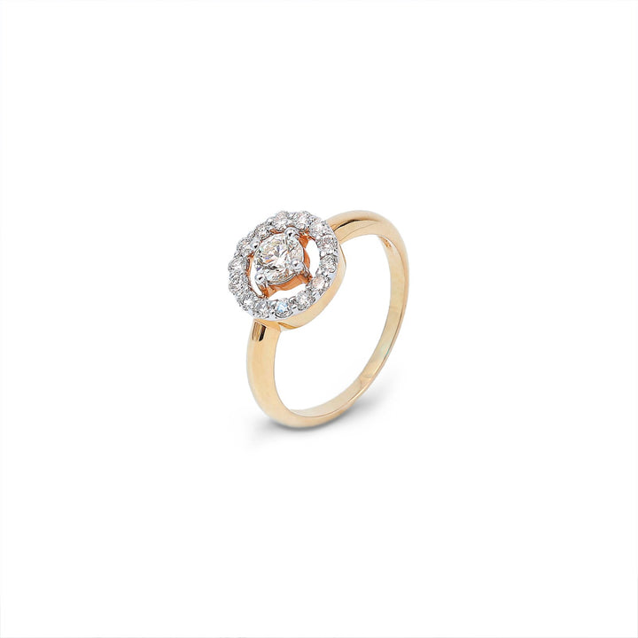 18K Yellow Gold Circled Diamond Ring, TDW: 0.63ct VS HI