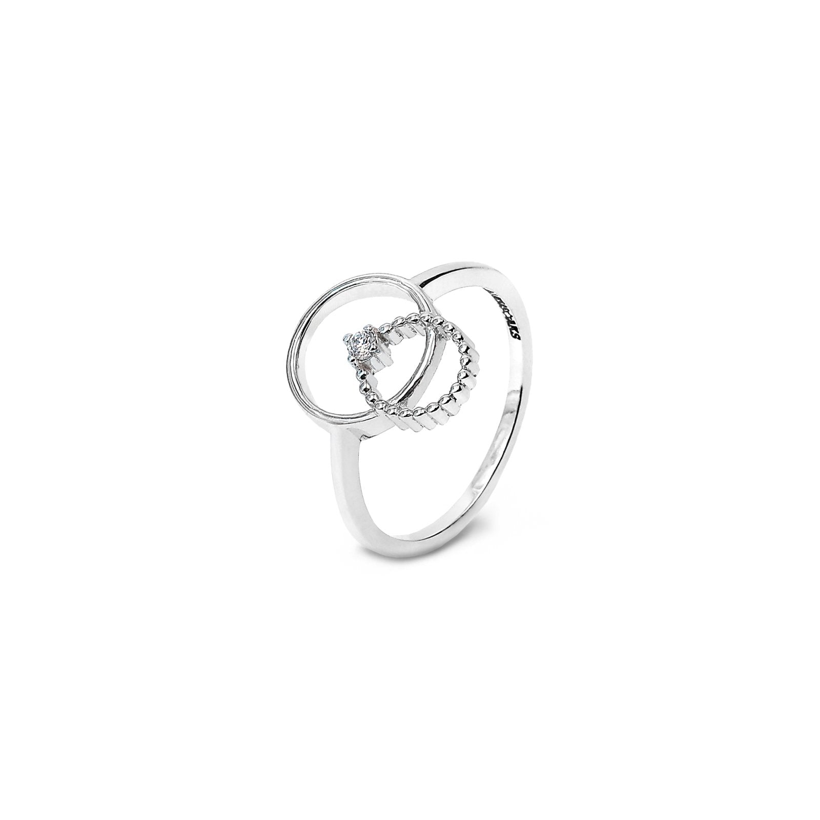 Circle within a Circle style White Gold Diamond Ring14kTDW:0.03ct2.18gr