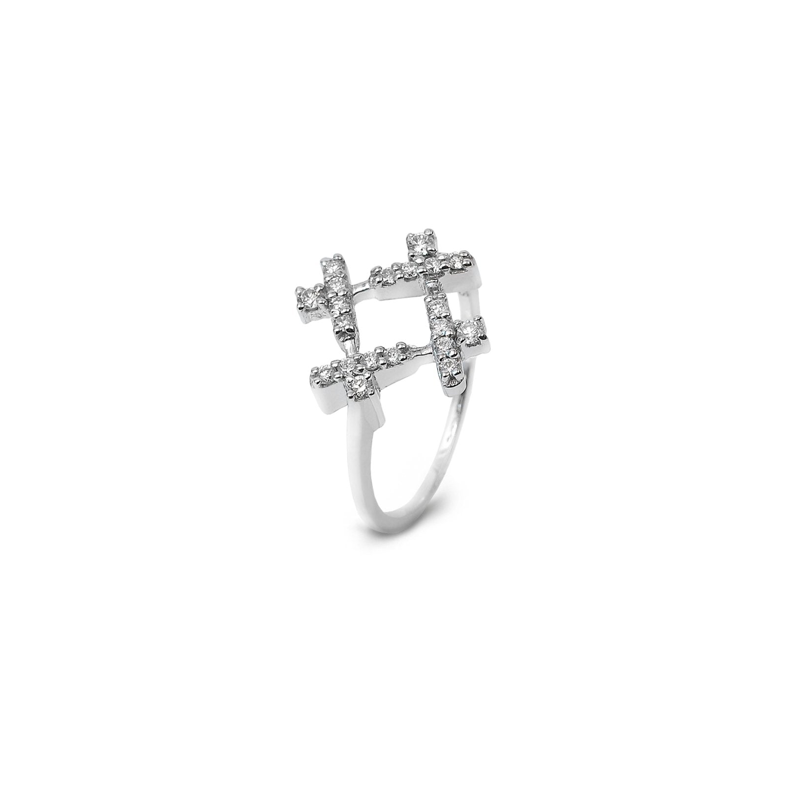 Square Style White Gold Diamond Ring14kTDW:0.3ct2.13gr
